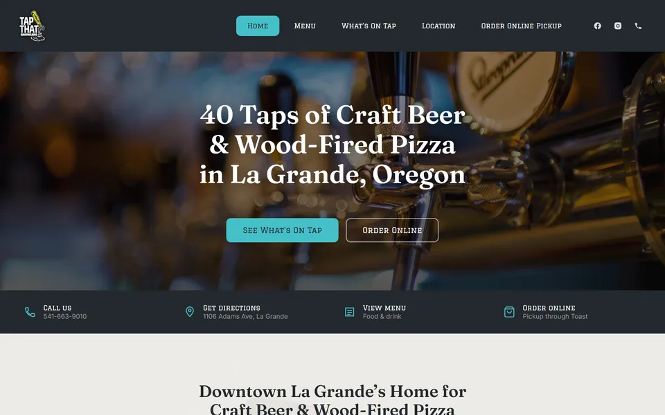 Screenshot of the Tap That Growlers website homepage
